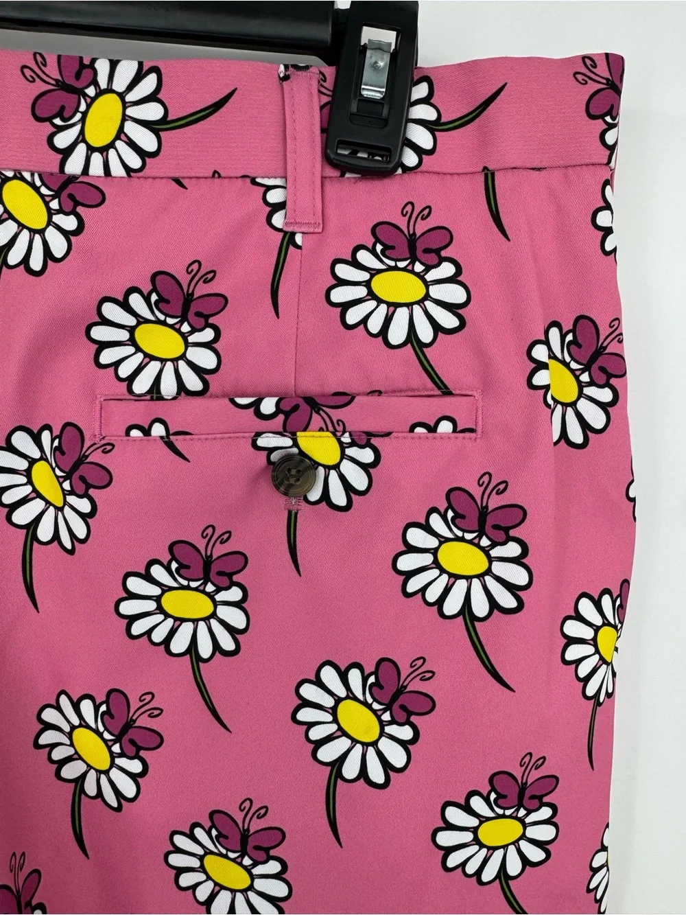 LoudMouth x WoodWorth Pink White Flower Butterfly Golf Shorts 34